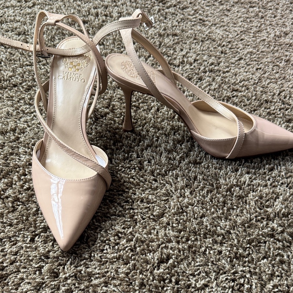 Vincent Camuto Blush Patent Leather Strappy Heels